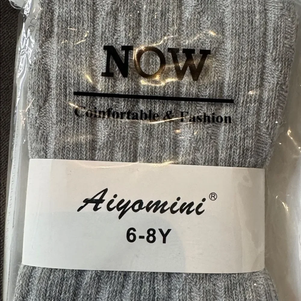 Girls Ribbed Tights 6-8 years Black Gray White (3 Pairs) NEW